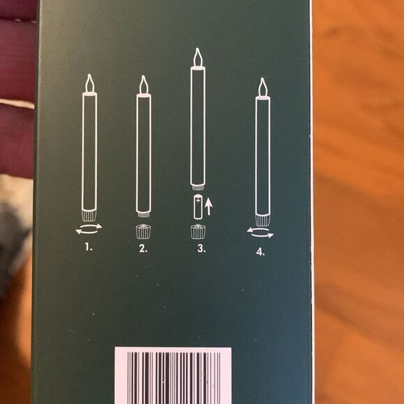 One 2-Pack Taper Candles Realistic Flicker available: White-4; Green-2; Mauve-2 - Picture 6 of 10